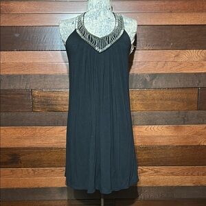 Victoria's Secret Black and Silver Beaded Tunic/ Mini Dress Top